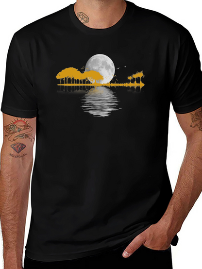 Moonlit Trees Graphic T-Shirt - Black
