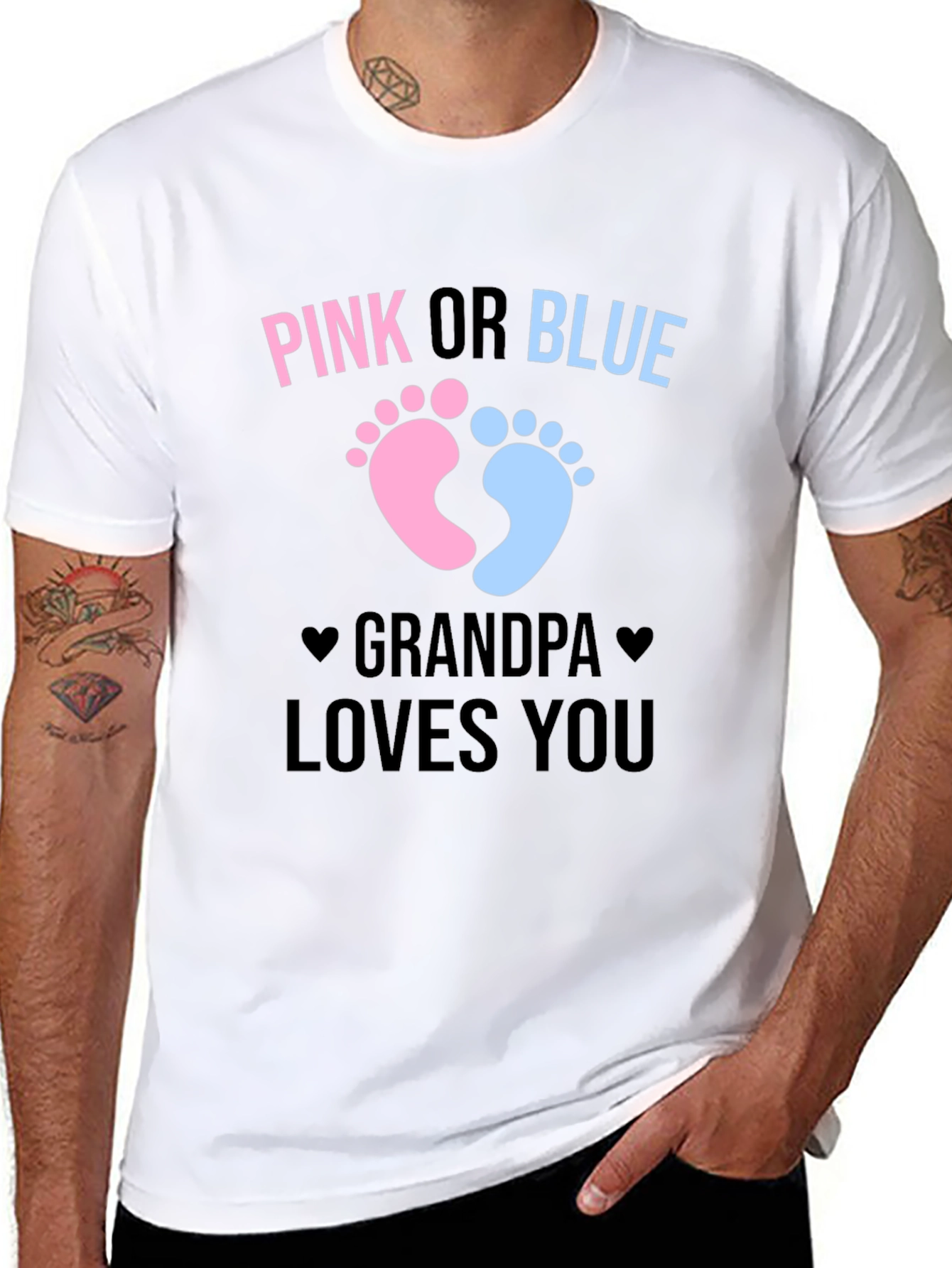 Pink or Blue Grandpa Loves You T-Shirt