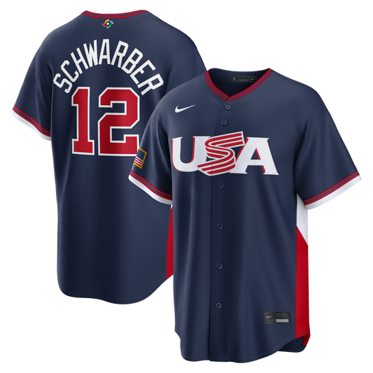 Kyle Schwarber USA Baseball Nike 2026 World Baseball Classic Road Stadium Jersey - Navy
