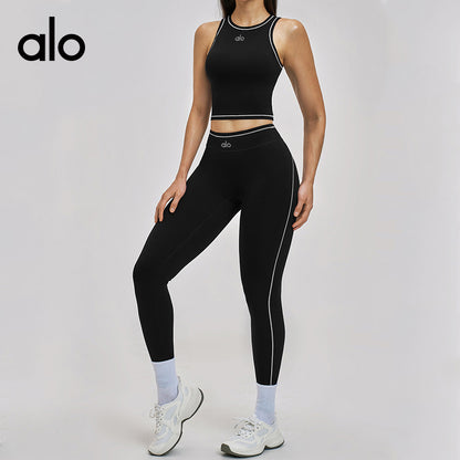 Alo Yoga Nude Feel Sports Bra, Color-block Yoga Bralette, Fitness Running Athletic Tank Top