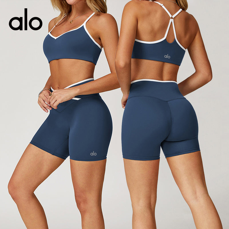 Aloyoga Bare Sensation Yoga Bra with Hollow Design for Beautiful Back, Color-Contrasting Quick-Drying Fitness and Sports Underwear