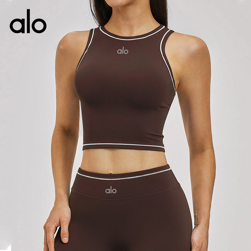 Alo Yoga Nude Feel Sports Bra, Color-block Yoga Bralette, Fitness Running Athletic Tank Top
