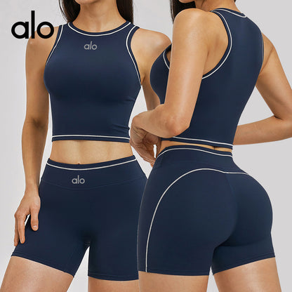 Alo Yoga Nude Feel Sports Bra, Color-block Yoga Bralette, Fitness Running Athletic Tank Top