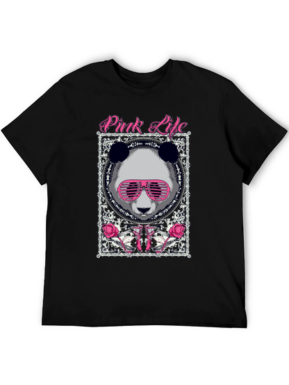Pink Life Panda Graphic T-Shirt