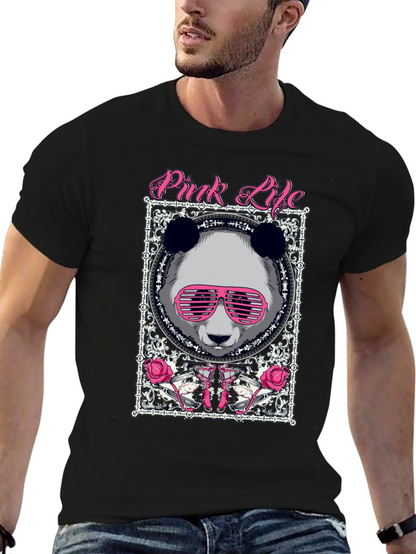 Pink Life Panda Graphic T-Shirt