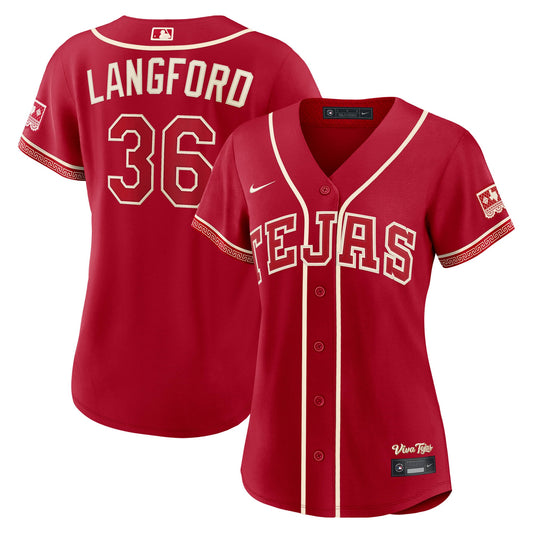 Wyatt Langford Texas Rangers Nike Women's 2026 City Connect Stadium Jersey - Red