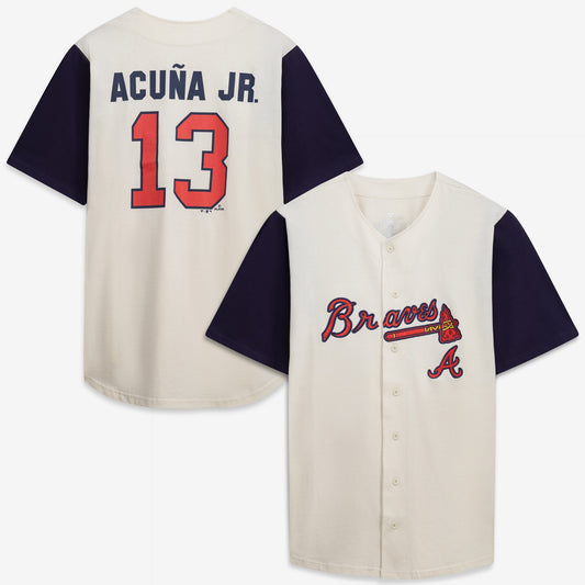 Atlanta Braves Profile Big &amp;amp; Tall Two-Color Fashion Jersey - Cream/Navy