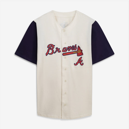 Atlanta Braves Profile Big &amp;amp; Tall Two-Color Fashion Jersey - Cream/Navy