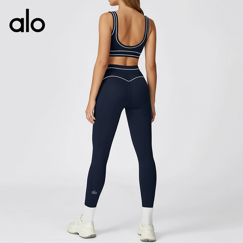 Aloyoga Color-Matching Backless Lingerie High-Waisted Tight Sexy Yoga Set Fitness Yoga Sportswear