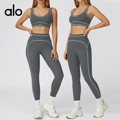 Aloyoga Color-Matching Backless Lingerie High-Waisted Tight Sexy Yoga Set Fitness Yoga Sportswear