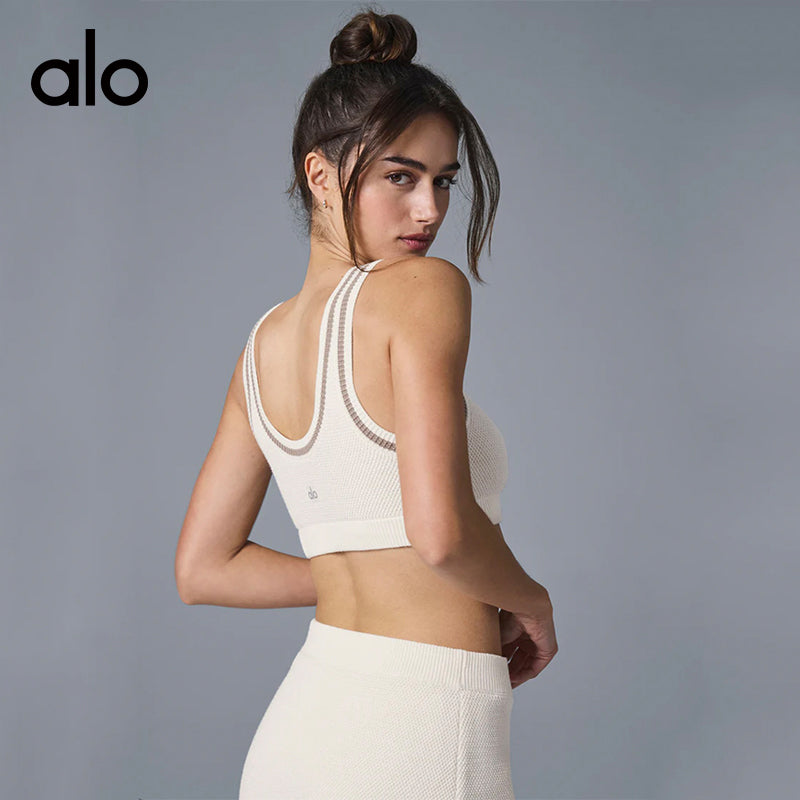 Aloyoga Color-Matched Casual Sports Tennis Knitted Sports Tank Top Short Skirt Fitness Set