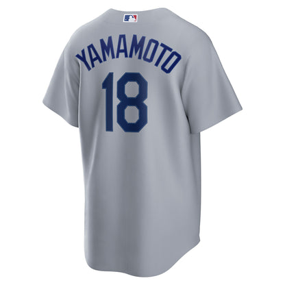 Yoshinobu Yamamoto Los Angeles Dodgers Nike Road Replica Jersey - Gray