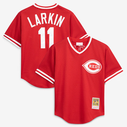 Barry Larkin Cincinnati Reds Mitchell &amp;amp; Ness Authentic Batting Practice Jersey - Red