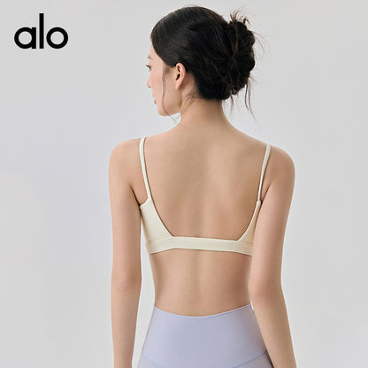 Aloyoga Unlined Lycra Comfortable Bare Skin Sporty Yoga Back Cover for Women with Breast Pad