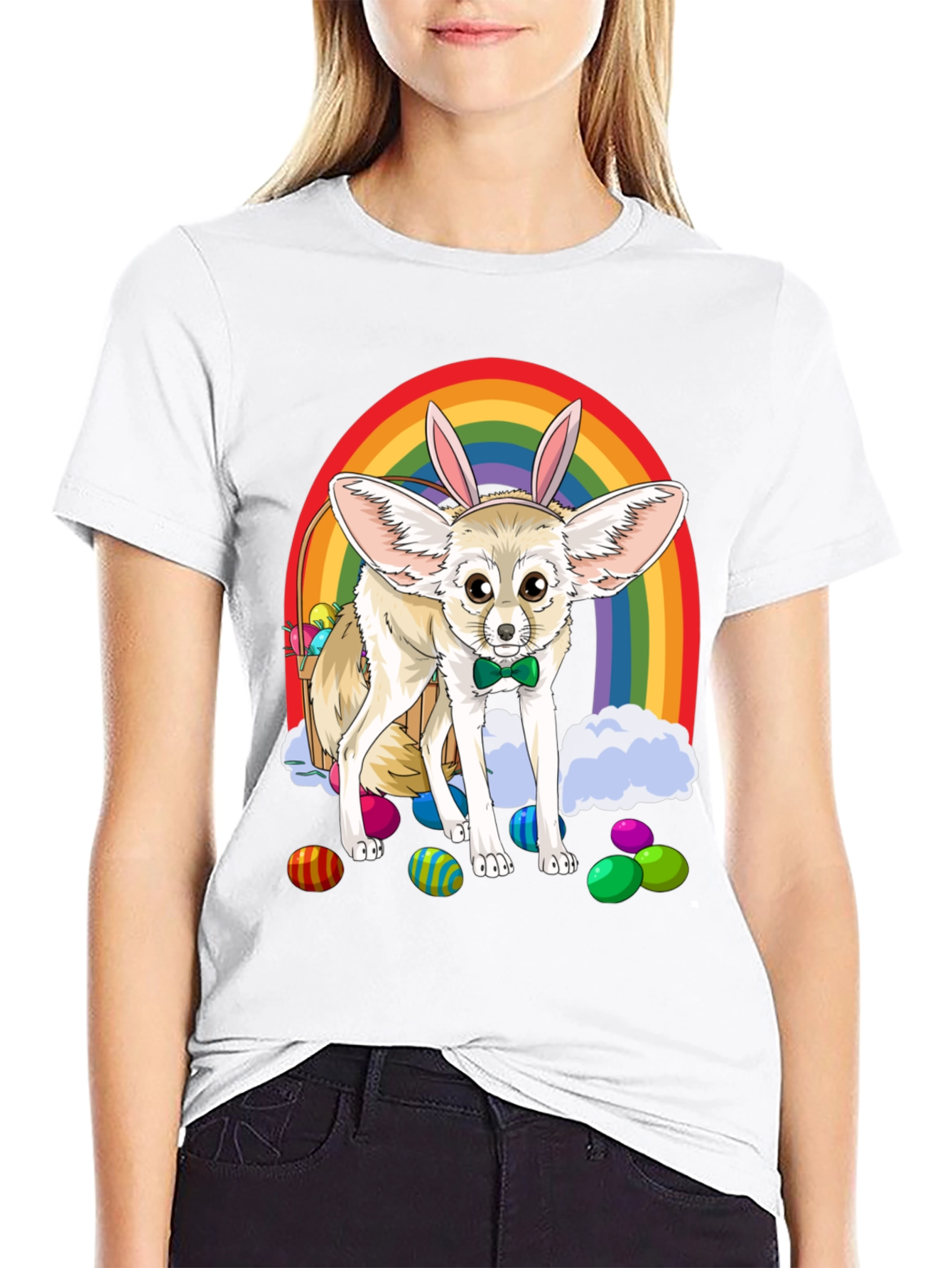 Easter Fennec Fox Rainbow T-Shirt
