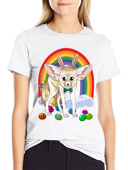 Easter Fennec Fox Rainbow T-Shirt