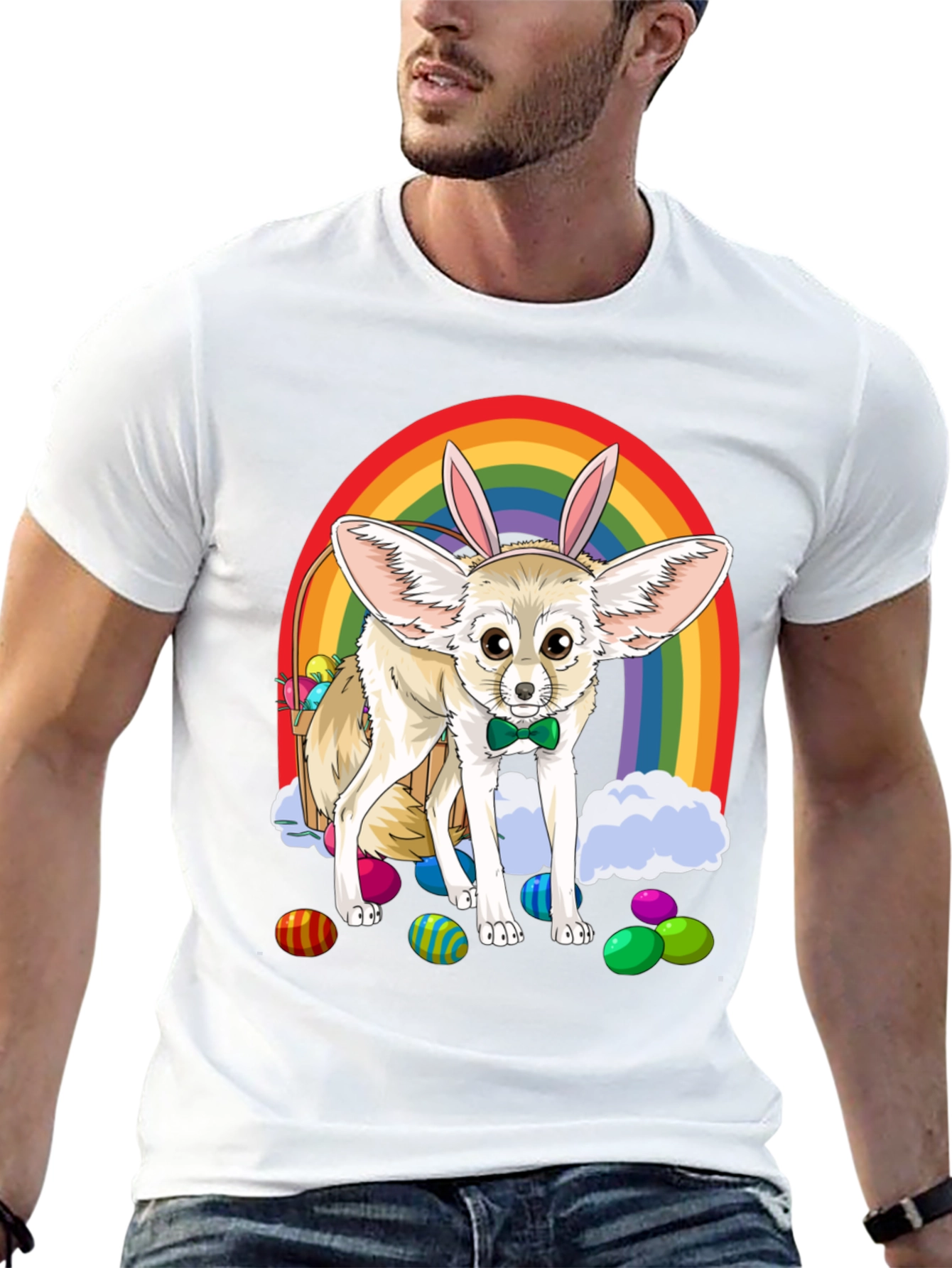 Easter Fennec Fox Rainbow T-Shirt