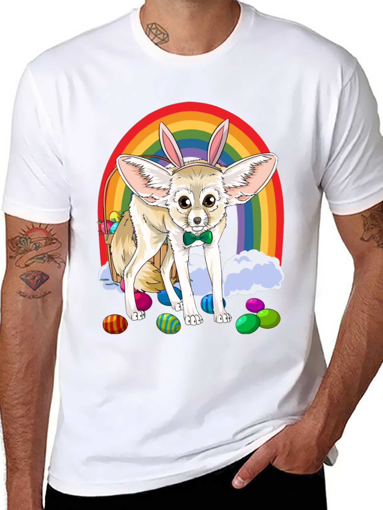 Easter Fennec Fox Rainbow T-Shirt