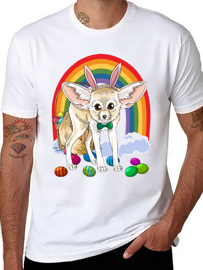 Easter Fennec Fox Rainbow T-Shirt