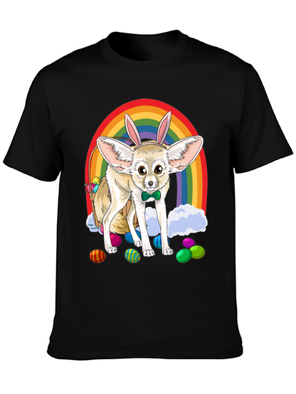 Easter Fennec Fox Rainbow T-Shirt