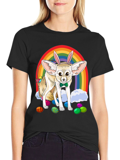 Easter Fennec Fox Rainbow T-Shirt