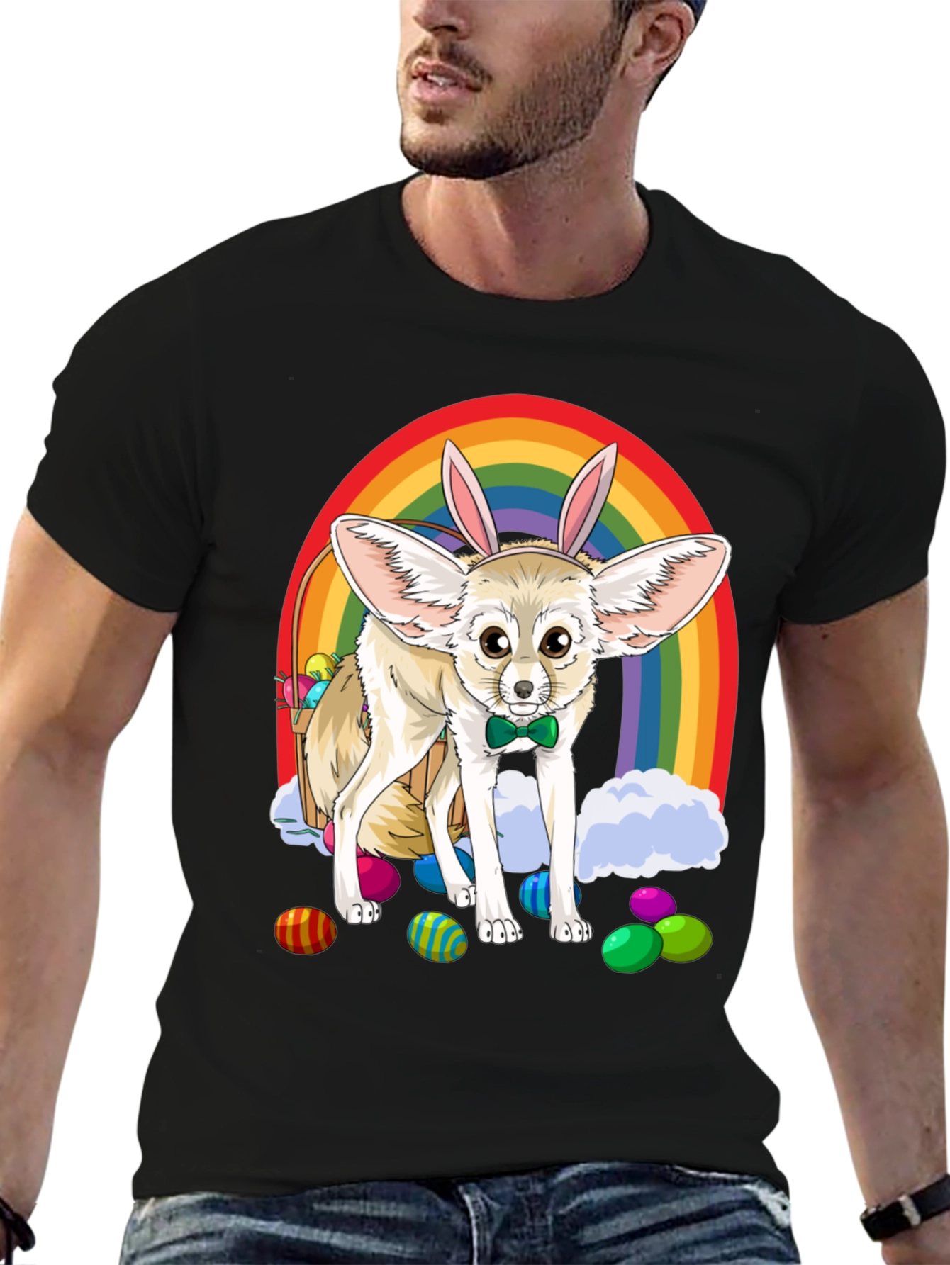 Easter Fennec Fox Rainbow T-Shirt
