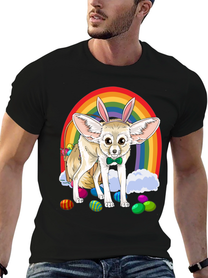 Easter Fennec Fox Rainbow T-Shirt