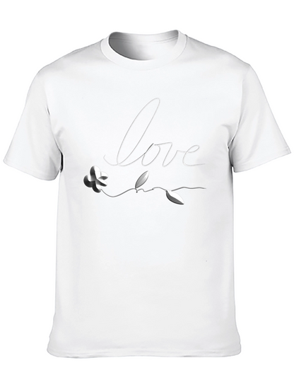 Love Flower Graphic Tee - Black Casual T-Shirt