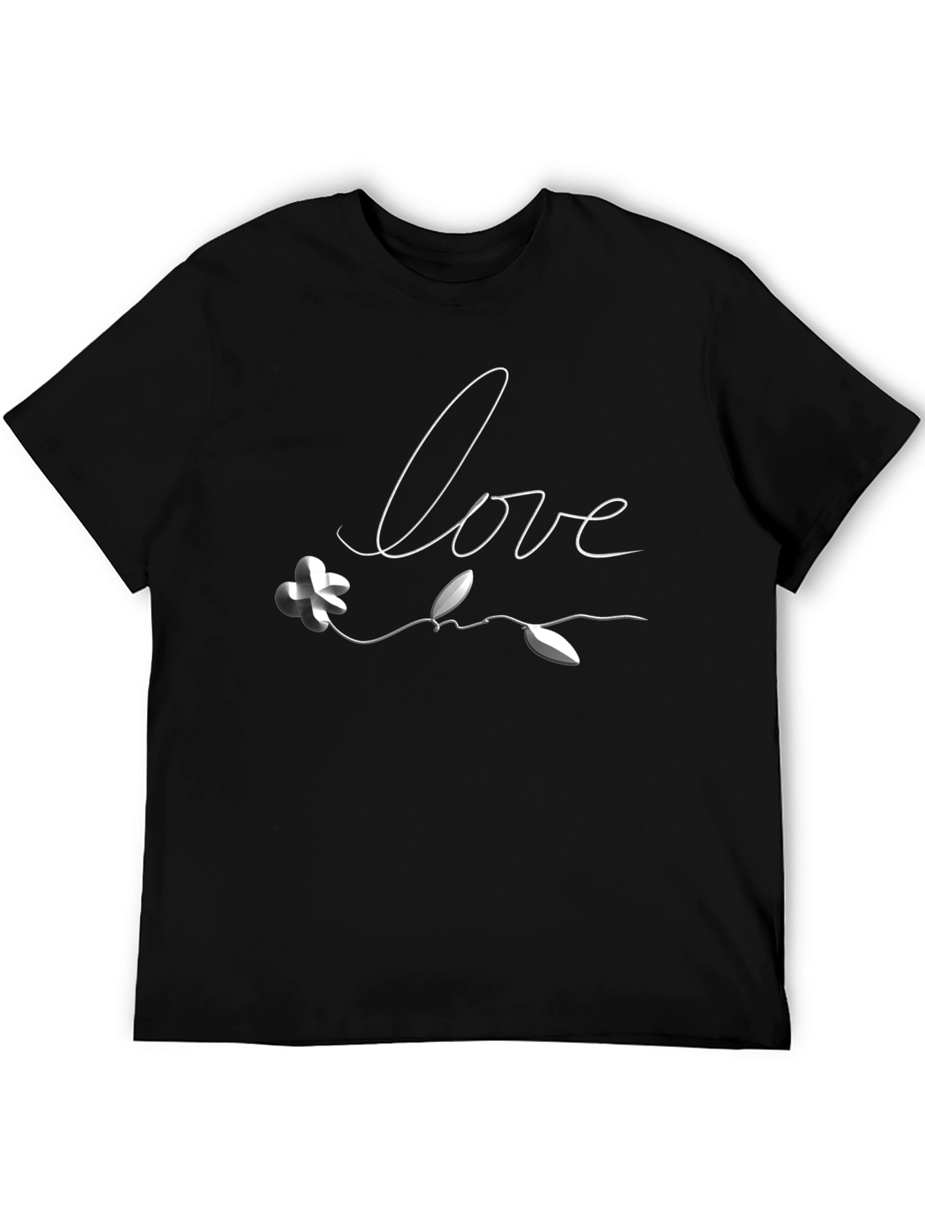 Love Flower Graphic Tee - Black Casual T-Shirt