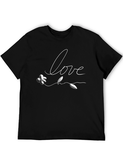 Love Flower Graphic Tee - Black Casual T-Shirt