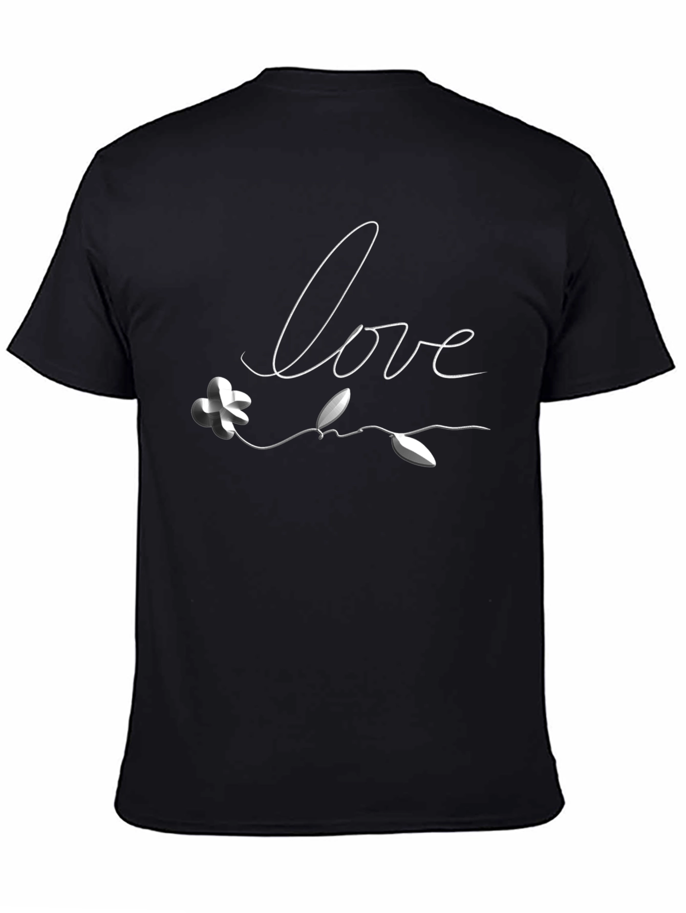 Love Flower Graphic Tee - Black Casual T-Shirt