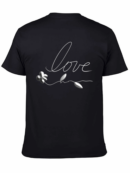 Love Flower Graphic Tee - Black Casual T-Shirt