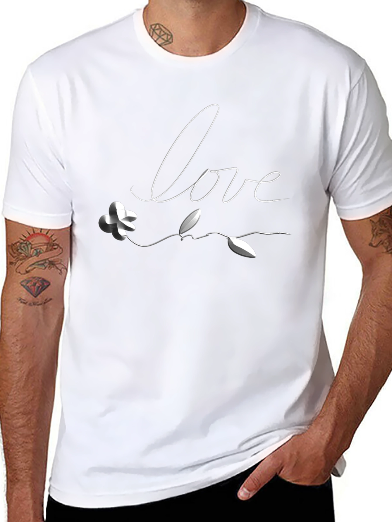 Love Flower Graphic Tee - Black Casual T-Shirt
