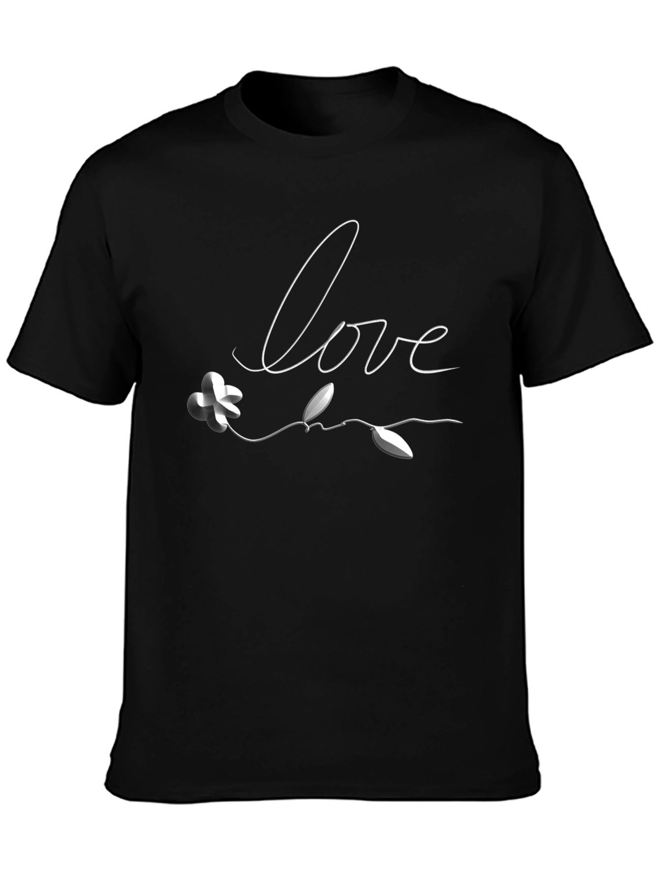 Love Flower Graphic Tee - Black Casual T-Shirt