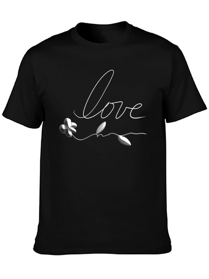 Love Flower Graphic Tee - Black Casual T-Shirt