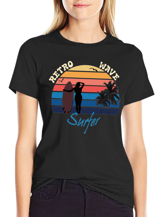 Retro Wave Surfer T-Shirt | Vintage Surf Design