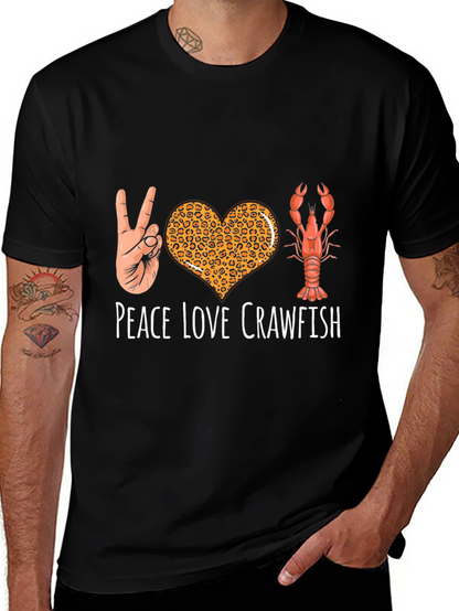 Peace Love Crawfish T-Shirt Funny Cajun Louisiana Shrimp Tee