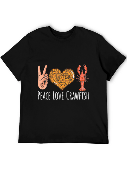 Peace Love Crawfish T-Shirt Funny Cajun Louisiana Shrimp Tee