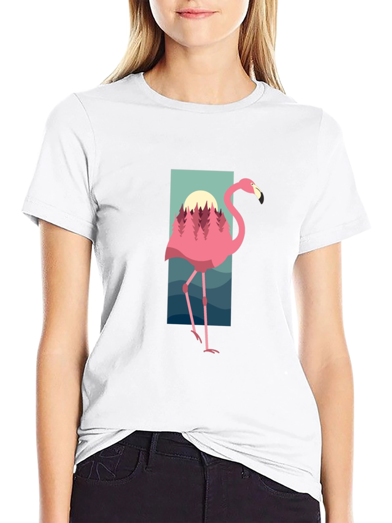 Flamingo Graphic Tee - Tropical Style