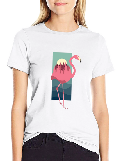 Flamingo Graphic Tee - Tropical Style
