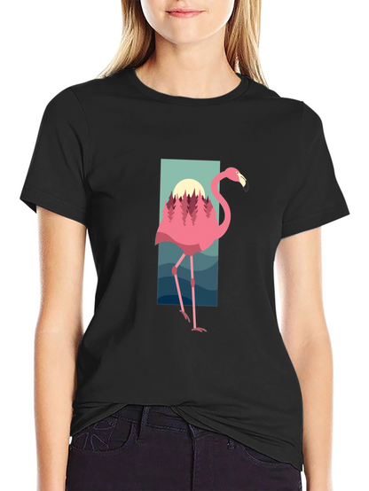 Flamingo Graphic Tee - Tropical Style