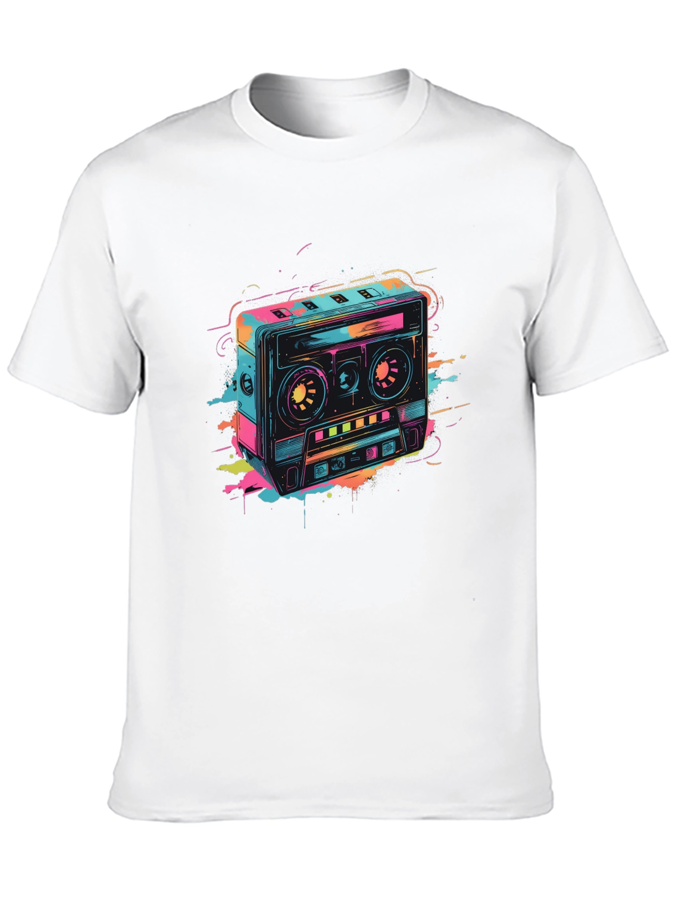Retro Cassette Tape Graphic T-Shirt - Black