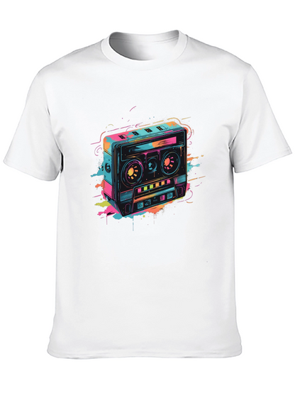 Retro Cassette Tape Graphic T-Shirt - Black