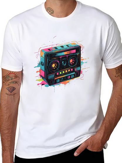 Retro Cassette Tape Graphic T-Shirt - Black