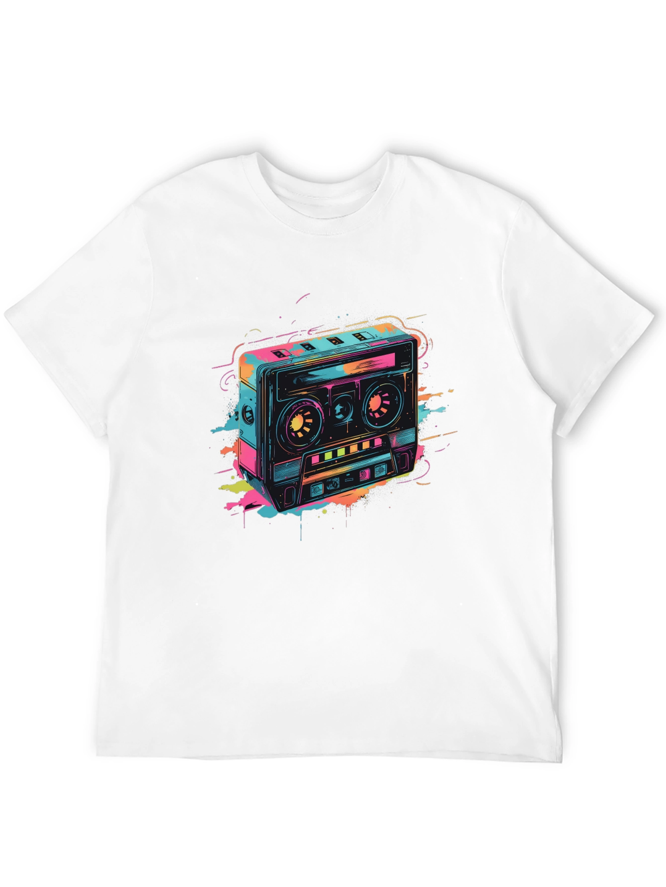 Retro Cassette Tape Graphic T-Shirt - Black