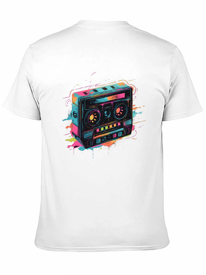 Retro Cassette Tape Graphic T-Shirt - Black