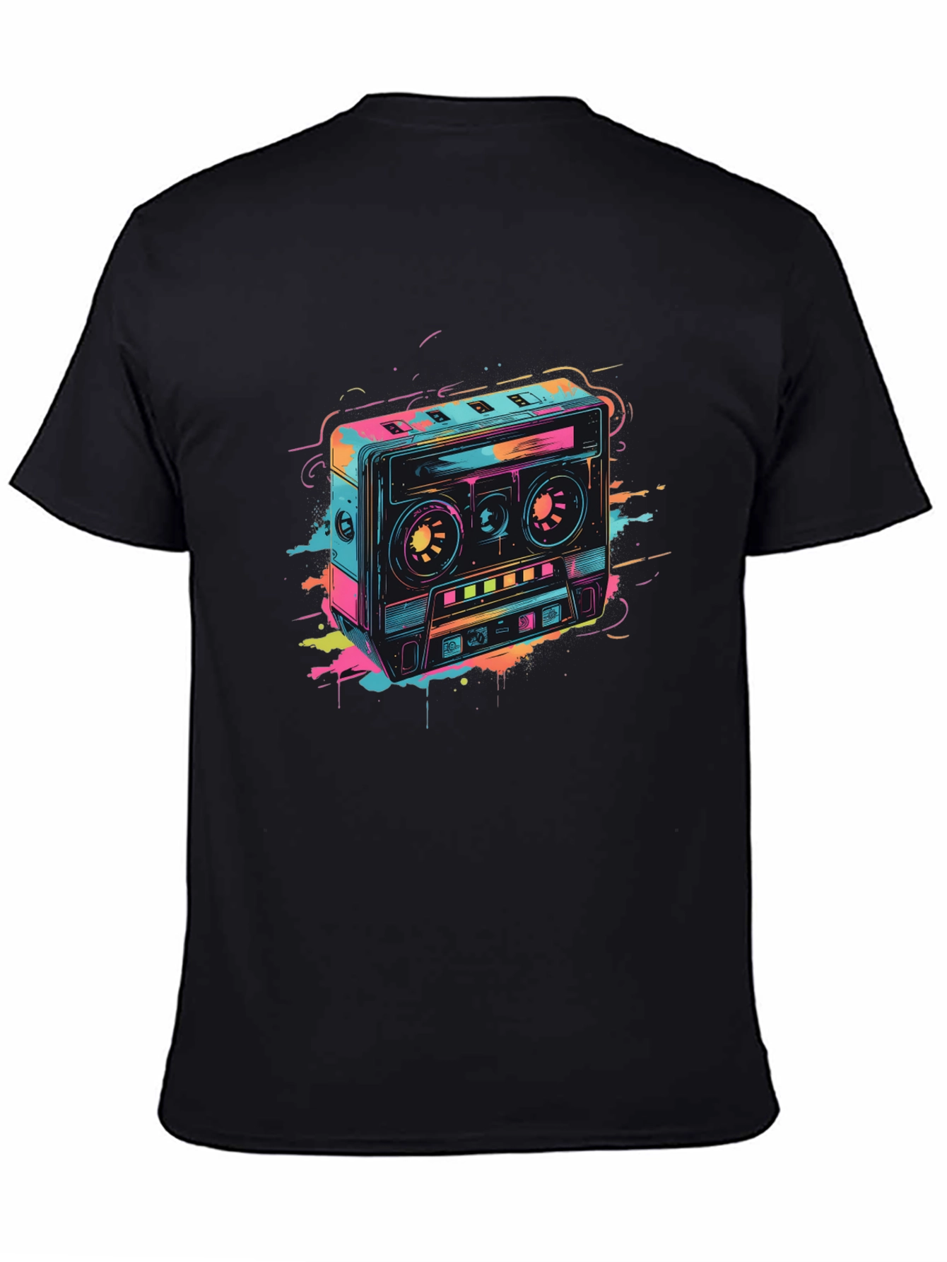 Retro Cassette Tape Graphic T-Shirt - Black