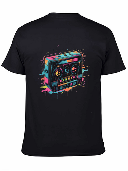 Retro Cassette Tape Graphic T-Shirt - Black