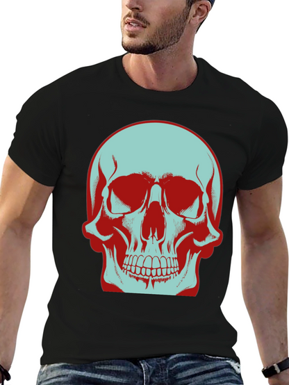 Skull Graphic T-Shirt: Bold Two-Tone Design