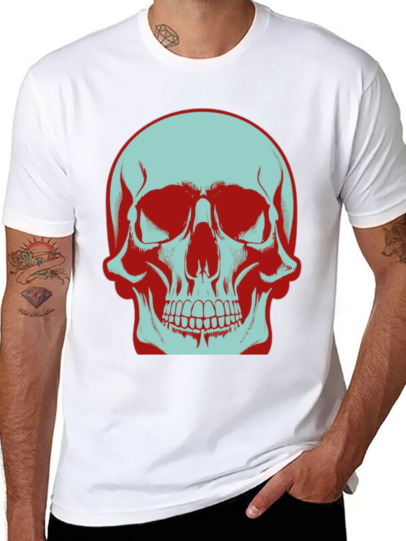 Skull Graphic T-Shirt: Bold Two-Tone Design